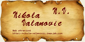 Nikola Valanović vizit kartica